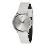 Calvin Klein Accent Silver Dial White Leather Strap Watch for Women - K2Y2X1K6 Authentic Buy Shop Now