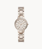 Fossil Virginia Pink Dial Pink Steel Strap Watch for Women - ES4482 Authentic Buy Shop Now