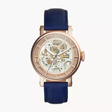 Fossil Original Boyfriend Skeleton White Dial Blue Leather Strap Watch for Women - ME3086 Authentic Buy Shop Now