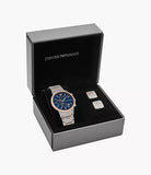 Emporio Armani Renato Chronograph Blue Dial Two Tone Steel Strap Watch For Men - AR80025 Authentic Buy Shop Now