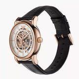 Emporio Armani Luigi Skeleton Silver Dial Black Leather Strap Watch For Men - AR60007 Authentic Buy Shop Now