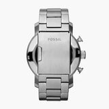 Fossil Nate Chronograph Black Dial Silver Steel Strap Watch for Men - JR1353 Authentic Buy Shop Now