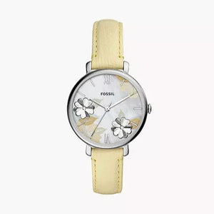 Fossil Jacqueline Three-Hand White Dial Yellow Leather Strap Watch for Women - ES4812 Authentic Buy Shop Now