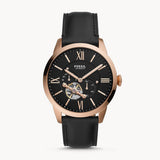 Fossil Townsman Automatic Black Dial Black Leather Strap Watch for Men - ME3170 Authentic Buy Shop Now