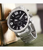 Fossil Nate Chronograph Black Dial Silver Steel Strap Watch for Men - JR1353 Authentic Buy Shop Now