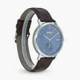 Hugo Boss Corporal Blue Dial Brown Leather Strap Watch for Men - 151363 Authentic Buy Shop Now