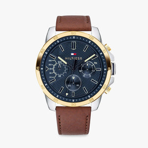 Tommy Hilfiger Decker Blue Dial Brown Leather Strap Watch for Men - 1791561 Authentic Buy Shop Now