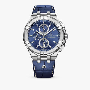 Maurice Lacroix Aikon Chronograph Blue Dial Blue Leather Strap Watch for Men - AI1018-SS001-430-1 Authentic Buy Shop Now
