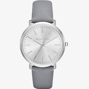 Michael Kors Jaryn Quartz Silver Dial Grey Leather Strap Watch For Women - MK2470 Authentic Buy Shop Now