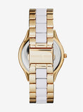 Michael Kors Slim Runway Quartz White Dial Two Tone Steel Strap Watch For Women - MK4295 Authentic Buy Shop Now