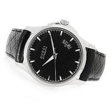 Gucci G Timeless Quartz Black Dial Black Leather Strap Watch for Men - YA126413 Authentic Buy Shop Now