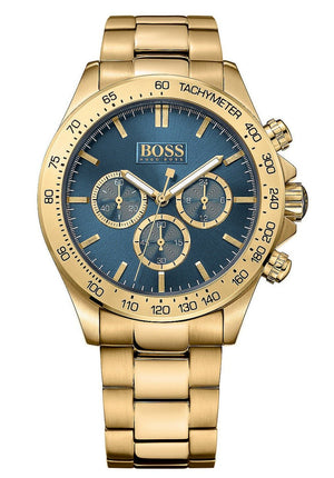 Hugo Boss Ikon Blue Dial Gold Steel Strap Watch for Men - 1513340 Authentic Buy Shop Now