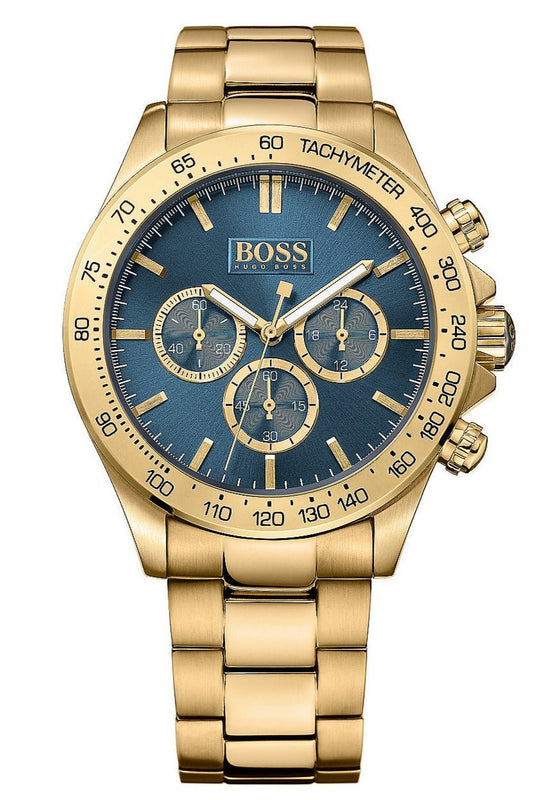 Hugo Boss Ikon Blue Dial Gold Steel Strap Watch for Men - 1513340 Authentic Buy Shop Now