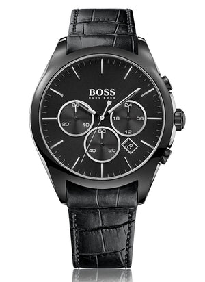Hugo Boss Onyx Black Dial Black Leather Strap Watch for Men - 1513367 Authentic Buy Shop Now
