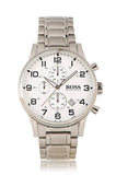 Hugo Boss Aeroliner Chronograph White Dial Silver Steel Strap Watch for Men - 1513182 Authentic Buy Shop Now