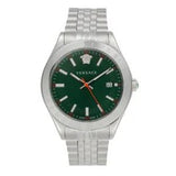 Versace Hellenyium Quartz Green Dial Silver Steel Strap Watch For Men - VEVK01021 Authentic Buy Shop Now
