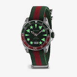 Gucci Dive Quartz Green Dial Two Tone NATO Strap Watch For Men - YA136339 Authentic Buy Shop Now