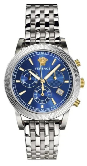 Versace Sport Tech Chronograph Blue Dial Silver Steel Strap Watch for Men - VELT00219 Authentic Buy Shop Now