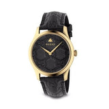 Gucci G Timeless Quartz Black Dial Black Leather Strap Watch For Women - YA126581A Authentic Buy Shop Now