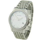Gucci G Timeless Diamonds Mother of Pearl Dial Silver Mesh Bracelet Watch For Women - YA126508 Authentic Buy Shop Now