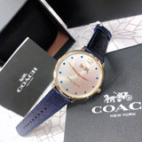 Coach Slim Easton Silver Dial Blue Leather Strap Watch for Women - 14502687 Authentic Buy Shop Now