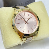 Michael Kors Slim Runway Rose Gold Dial Two Tone Steel Strap Watch for Women - MK4294 Authentic Buy Shop Now