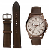 Fossil Grant Chronograph White Dial Brown Leather Strap Watch for Men - FS5344 Authentic Buy Shop Now