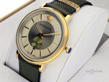 Versace V-Circle Manifesto Gold Dial Black Leather Strap Watch for Men - VBQ030017 Authentic Buy Shop Now