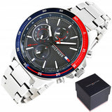 Tommy Hilfiger Bank Chronograph Blue Dial Silver Steel Strap Watch for Men - 1791718 Authentic Buy Shop Now