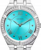 Guess Cosmo Diamonds Turquoise Dial Silver Steel Strap Watch for Women - GW0033L7 Authentic Buy Shop Now