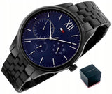Tommy Hilfiger Damon Quartz Chronograph Blue Dial Black Steel Strap Watch for Men - 1791454 Authentic Buy Shop Now