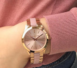 Michael Kors Slim Runway Rose Gold Dial Two Tone Steel Strap Watch for Women - MK4294 Authentic Buy Shop Now