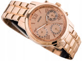 Guess Mini Sunrise Chronograph Quartz Rose Gold Dial Rose Gold Steel Strap Watch For Women - W0448L3 Authentic Buy Shop Now