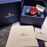 Swarovski Crystalline Hours Red Crystal Dial Red Leather Strap Watch for Women - 5295380 Authentic Buy Shop Now