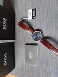 Hugo Boss Corporal Blue Dial Brown Leather Strap Watch for Men - 151363 Authentic Buy Shop Now