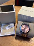 Michael Kors Slim Runway Quartz Pink Dial Silver Steel Strap Watch For Women - MK3380 Authentic Buy Shop Now