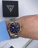 Guess Commander Chronograph Blue Dial Two Tone Steel Strap Watch for Men - GW0056G5 Authentic Buy Shop Now