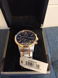 Emporio Armani Renato Chronograph Blue Dial Two Tone Steel Strap Watch For Men - AR80025 Authentic Buy Shop Now
