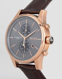 Hugo Boss Jet Grey Dial Brown Leather Strap Watch for Men - 1513281 Authentic Buy Shop Now