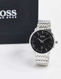 Hugo Boss Officer Black Dial Silver Steel Strap Watch for Men - 1513614 Authentic Buy Shop Now