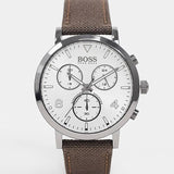 Hugo Boss Spirit White Dial Brown Nylon Strap Watch for Men - 1513690 Authentic Buy Shop Now