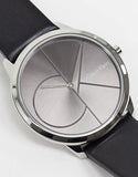 Calvin Klein Minimal Black Dial Black Leather Strap Watch for Men - K3M211C3 Authentic Buy Shop Now