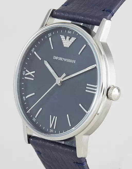 Emporio Armani Kappa Quartz Blue Dial Blue Leather Strap Watch For Women - AR11012 Authentic Buy Shop Now