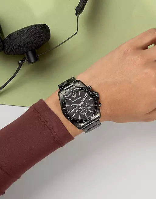 Emporio Armani Sportivo Quartz Black Dial Black Steel Strap Watch For Men - AR11027 Authentic Buy Shop Now