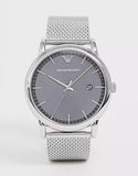 Emporio Armani Luigi Quartz Grey Dial Silver Mesh Bracelet Watch For Men - AR11069 Authentic Buy Shop Now