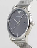Emporio Armani Luigi Quartz Grey Dial Silver Mesh Bracelet Watch For Men - AR11069 Authentic Buy Shop Now