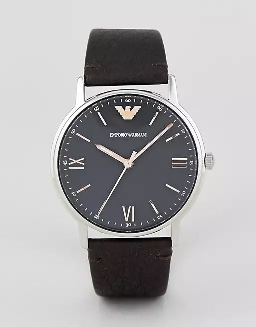 Emporio Armani Kappa Quartz Black Dial Brown Leather Strap Watch For Men - AR11153 Authentic Buy Shop Now