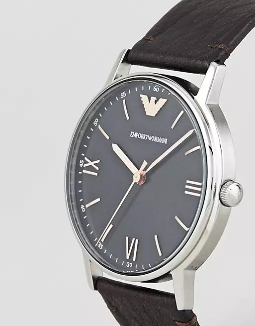 Emporio Armani Kappa Quartz Black Dial Brown Leather Strap Watch For Men - AR11153 Authentic Buy Shop Now