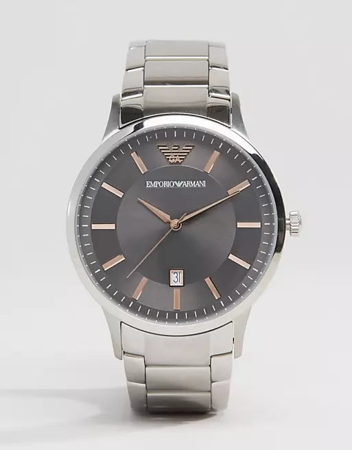 Emporio Armani Renato Quartz Grey Dial Silver Steel Strap Watch For Men - AR2514 Authentic Buy Shop Now