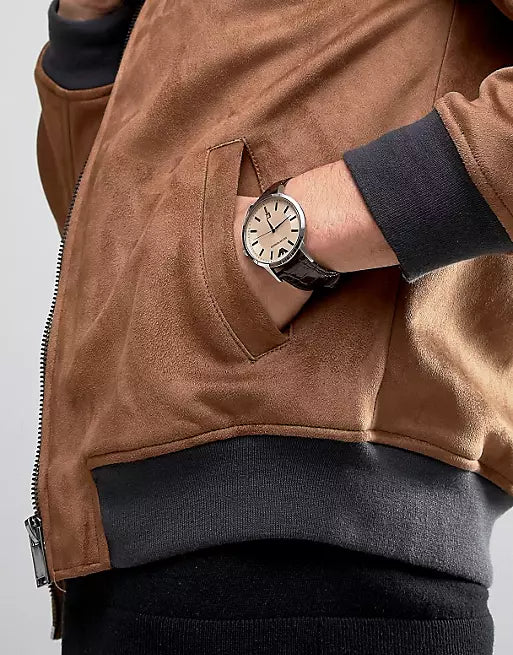 Emporio Armani Classic Quartz Brown Dial Brown Leather Strap Watch For Men - AR2427 Authentic Buy Shop Now